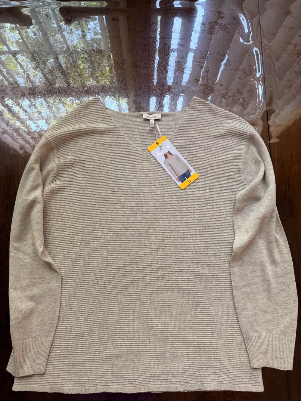 Ella Moss Men's V-Neck Ribbed Sweater - Light Beige